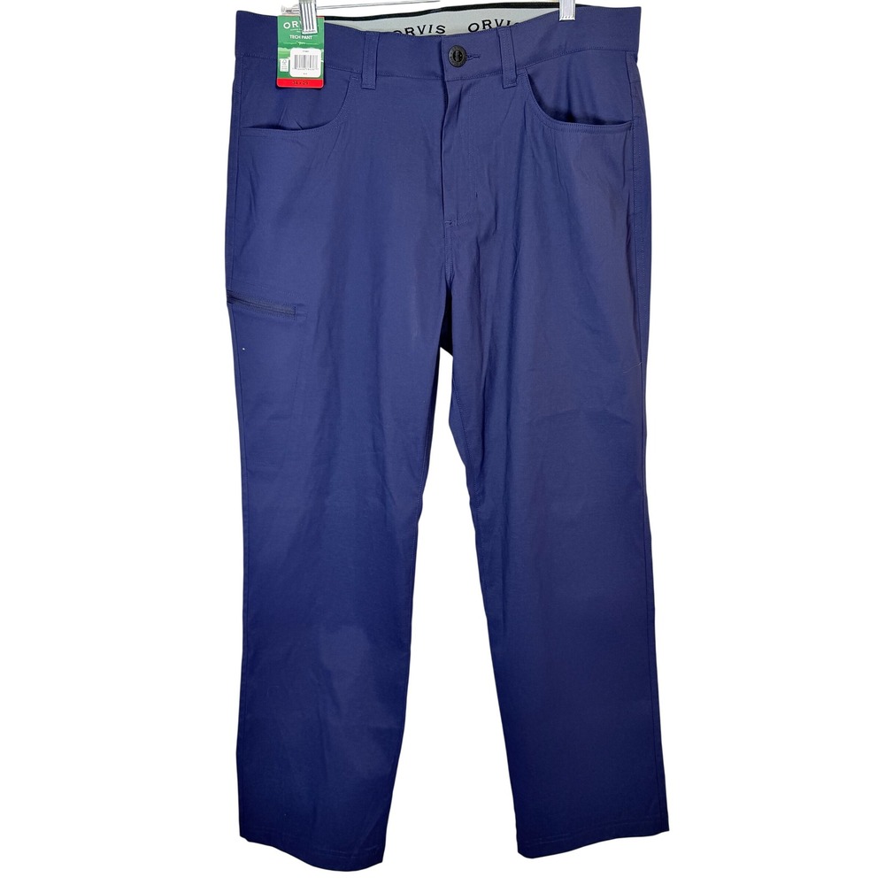 Orvis Mens Tech Pant 34x29 Blue Outdoor Hiking Travel Performance Stretch NWT